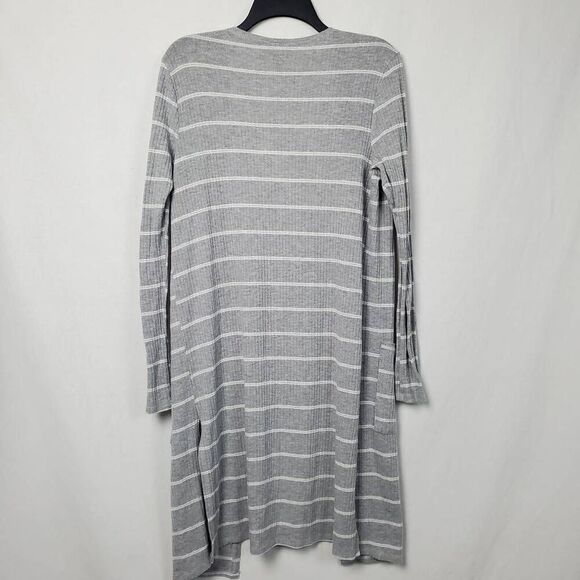 Daytrip Gray Stripe Open Front Cardigan Sweater - Picture 3 of 6